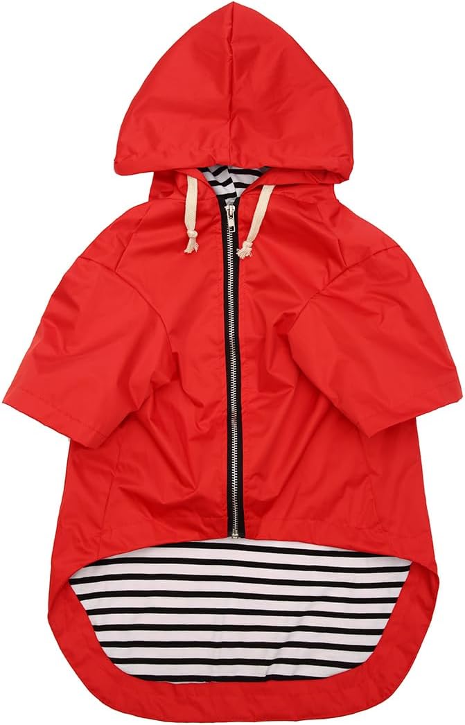 Dog Raincoat rain Jacket Raincoat Dogs Waterproof Small Medium Breeds Zip Closure Storage Pocket Harness Hole Red XS