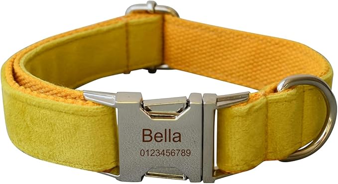 Dog Collar Custom Personalized Engraved Name and Phone Number for Puppy Small Medium Large Pets (S, Yellow)