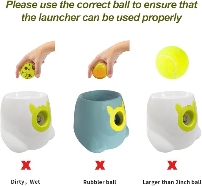BESTHLS Automatic Dog Ball Launcher Interactive Tennis Ball Thrower Machine for Small Medium Dogs Fetching Distance 10-30ft (White2, Remote Included)