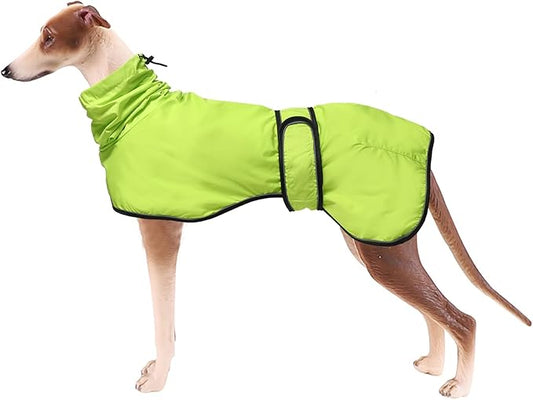 Dog Raincoat with Reflective Bar, Rain/Water Resistant, Adjustable Vest - Dog Raincoats for Greyhounds, Lurchers and Whippets - Light Green - L
