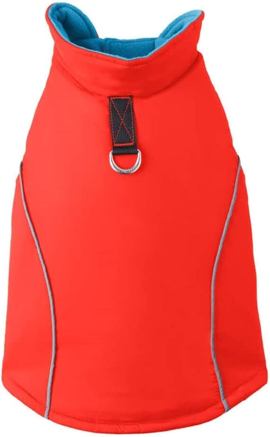 Gooby Sports Vest Dog Jacket - Orange, Small - Reflective Dog Vest with D Ring Leash Warm Fleece Lined Hook and Loop Closure for Small to Medium Dogs
