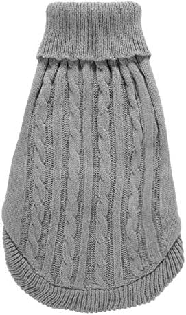 Dog Sweater, Medium, Grey, Acrylic, Turtle Neck, Pull On - for Small to Large Dogs, 13-16lb, Warm & Comfortable