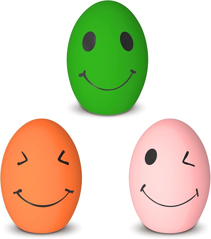 Dog Toys, Squeaky Latex Rubber Bouncy Balls, Squeaky Egg Dog Toys Balls, 3 Pack Interactive Squeak Dog Toy Set for Medium Large Breeds Dogs (3 Pack-B, Large)