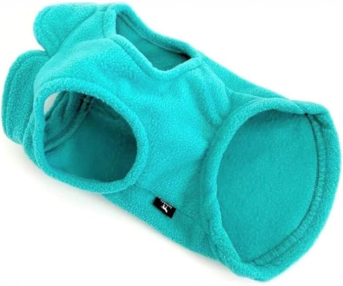 JACKO & CO - Fleece Vest Dog Sweater with Leash Ring - Soft, Warm & Lightweight Pullover Coat for Small & Medium Dogs, Puppies & Cats - Cozy Fall/Winter/Spring Pet Jacket (Turquoise, X-Small 2-4lbs)