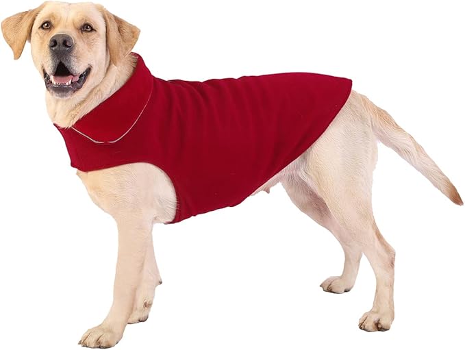 Fleece Dog Coat Pet Jacket Reflective for Cold Weather for Extra Large to Small Pets(Red,M)