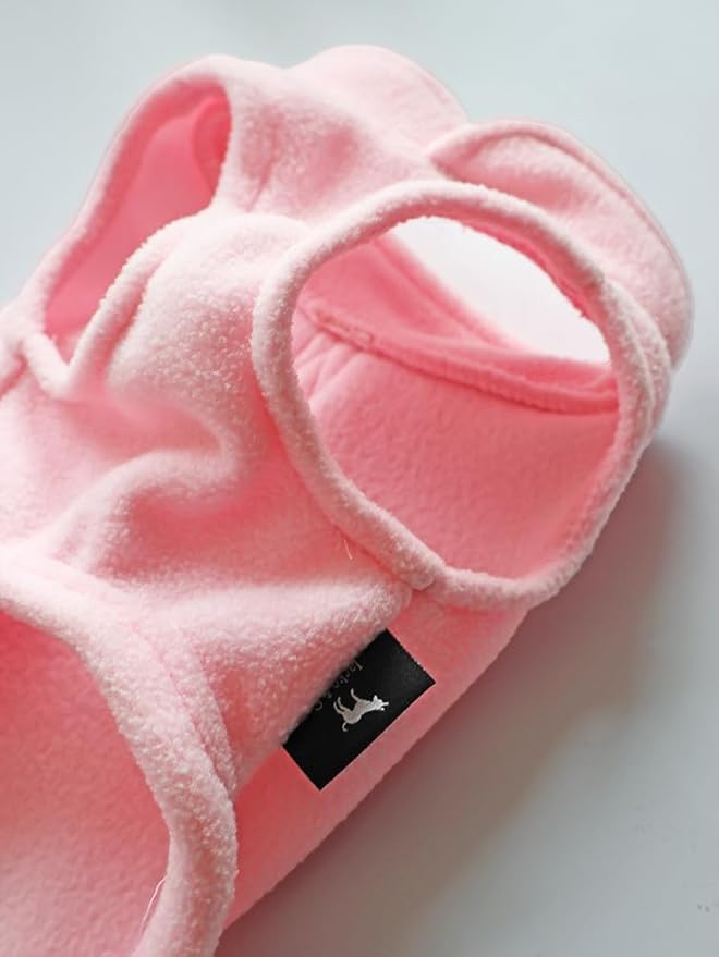 JACKO & CO - Fleece Vest Dog Sweater with Leash Ring - Soft, Warm & Lightweight Pullover Coat for Small & Medium Dogs, Puppies & Cats - Cozy Fall/Winter/Spring Pet Jacket (Pink Lemonade, L 10-16lbs)