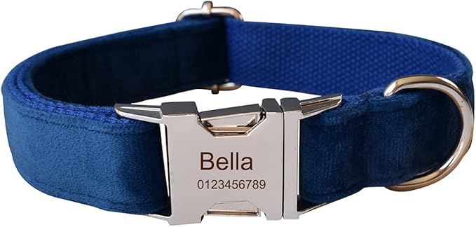 Dog Collar Custom Personalized Engraved Name and Phone Number for Puppy Small Medium Large Pets (L, Blue)