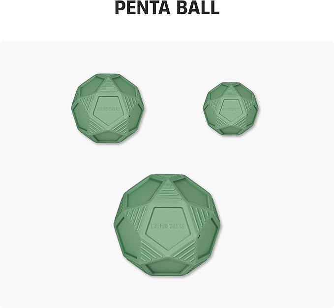 Dog Friendly Co. Penta Ball | Dog Treat Ball | Durable Treat Dispensing Toy | Heavy-Duty Silicone | Mentally & Physically Stimulating Play for All Breeds | Dark Green | Medium