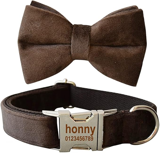 Dog Collar Custom Personalized Engraved Name and Phone Number for Puppy Small Medium Large Pets (L, Coffee)