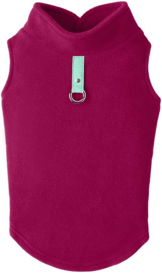 Gooby - Fleece Vest, Small Dog Pullover Fleece Jacket with Leash Ring, Fuchsia, Small