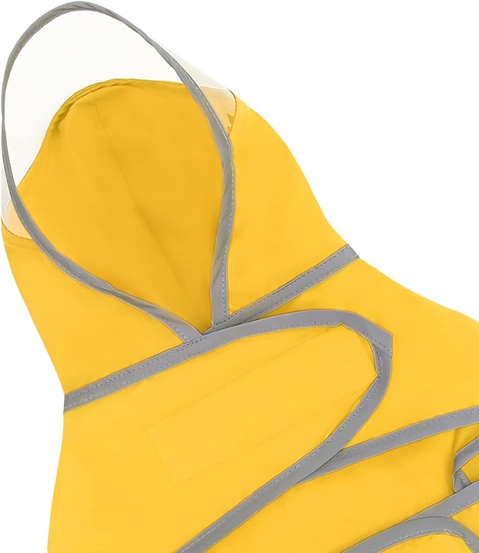 HDE Dog Raincoat with Clear Hood Rain Jacket Poncho for Small Medium Large Dogs Yellow - S