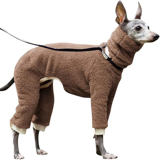 Esobo Fashion Winter Dog Warm Coat Jacket Four-Legged Neck Warm Pet Sweaters for Small Medium Large Dogs (Brown, X-Small)