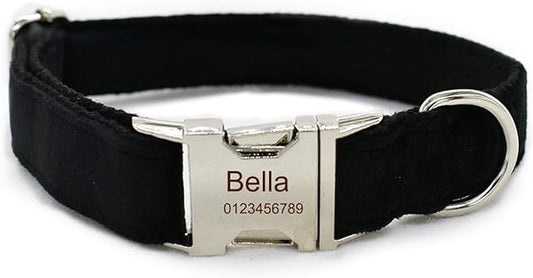 Dog Collar Custom Personalized Engraved Name and Phone Number for Puppy Small Medium Large Pets (L, Black)