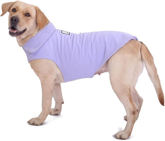 Fleece Dog Coat Winter Pet Jacket Reflective for Cold Weather for Large Medium Small Dogs(Purple,L)