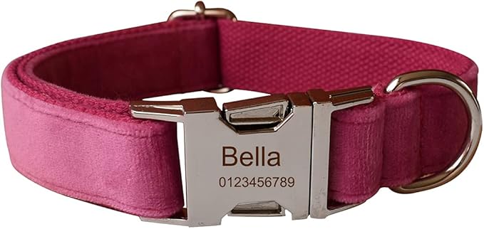 Dog Collar Custom Personalized Engraved Name and Phone Number for Puppy Small Medium Large Pets (S, Rose)