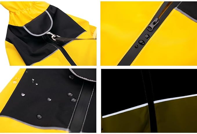 Dog Raincoat,Waterproof Windproof Rain Jacket,All-Weather Jacket,for Small Medium Large Extra Large Dogs (Yellow, X-Large)
