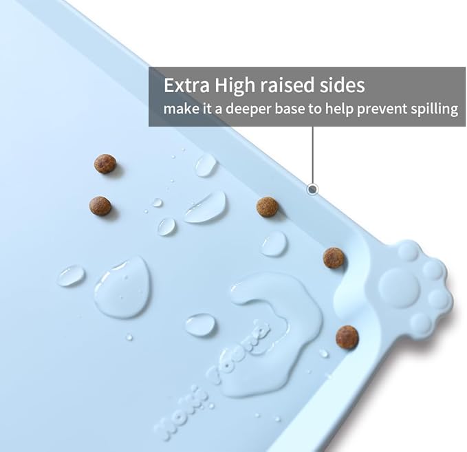 Hoki Found L Silicone Non Slip Pet Dog Cat Bowl Mats - Placemat - Feeding Mat - Waterproof - For Carpet - Frost