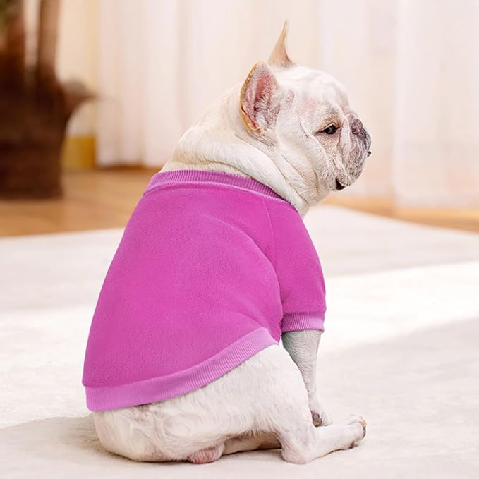 Idepet Dog Fleece Sweater - Soft Puppy & Cat Pullover Sweatshirt - Warm Winter Shirt - Classic Cat Apparel - X-Small, Purple