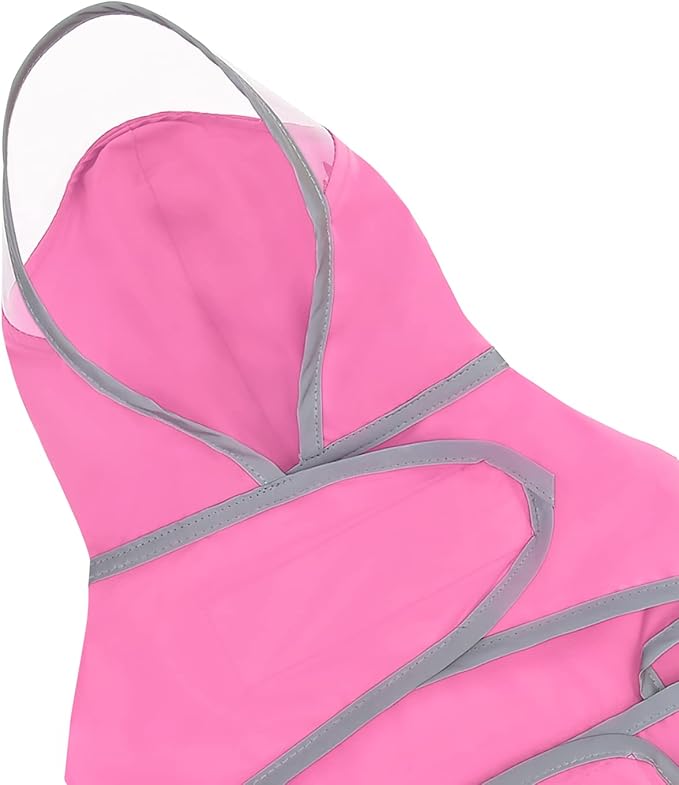 HDE Dog Raincoat with Clear Hood Rain Jacket Poncho for Small Medium Large Dogs Pink - M