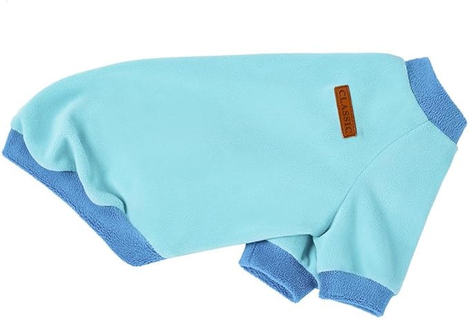 GreenJoy Classic Fleece Dog Sweater – Soft & Warm Stretchy Sweatshirt for Small Dogs & Cats, Cold-Weather Pullover for Everyday Wear (Light Blue, Small)