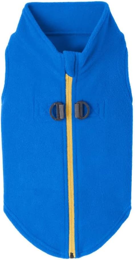 Gooby Zip Up Fleece Dog Sweater - Blue, X-Large - Warm Pullover Fleece Step-in Dog Jacket with Dual D Ring Leash for Small to Medium Dogs