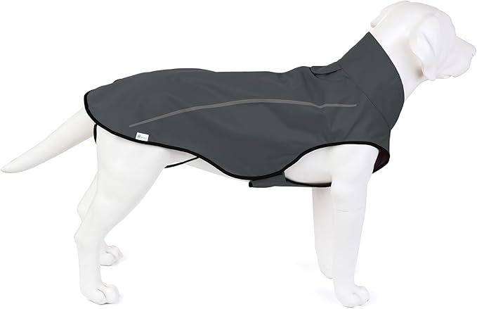 Mile High Life Dog Raincoat, Adjustable Waterproof Reflective Rain Jacket for Small Medium Large Dogs, Lightweight Breathable Pet Rain Coat with Leash Hole(Dark Gray,S Chest 22-25")