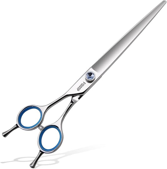 Straight Left Handed Dog Grooming Scissors 8.0'' Long Shears for Grooming Dogs Poodle Large Pet Japanese 440C Stainless Steel Super Sharp(8.0'' Straight)