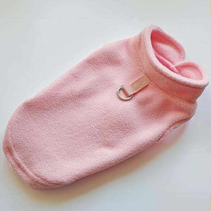 JACKO & CO - Fleece Vest Dog Sweater with Leash Ring - Soft, Warm & Lightweight Pullover Coat for Small & Medium Dogs, Puppies & Cats - Cozy Fall/Winter/Spring Pet Jacket (Pink Lemonade, L 10-16lbs)