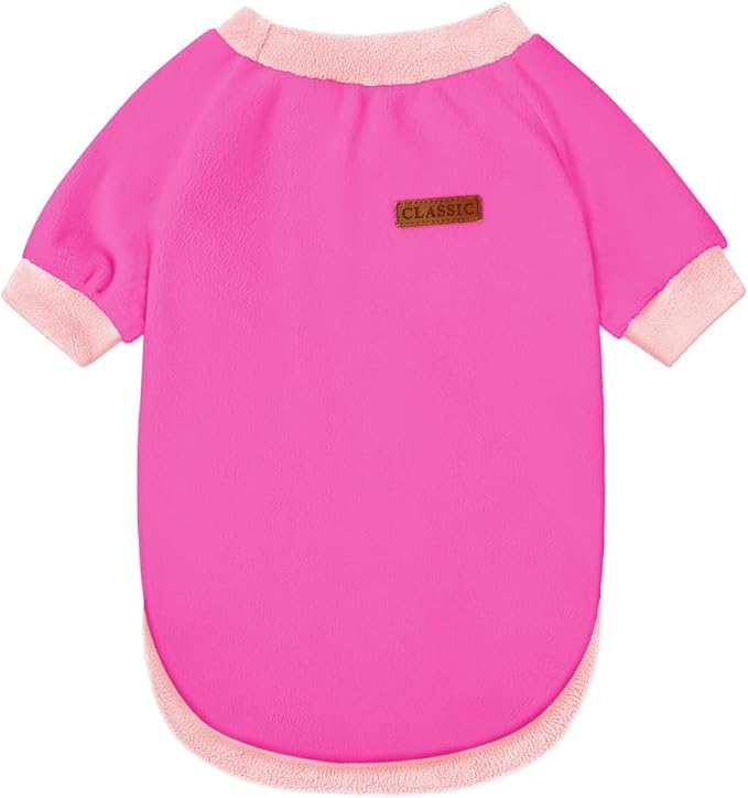 GreenJoy Classic Fleece Dog Sweater – Soft & Warm Stretchy Sweatshirt for Small Dogs & Cats, Cold-Weather Pullover for Everyday Wear (Dark Pink, Medium)