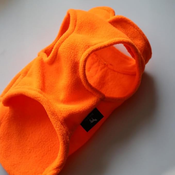 JACKO & CO - Fleece Vest Dog Sweater with Leash Ring - Soft, Warm & Lightweight Pullover Coat for Small & Medium Dogs, Puppies & Cats - Cozy Fall/Winter/Spring Pet Jacket (Pumpkin, Small 2-4lbs)
