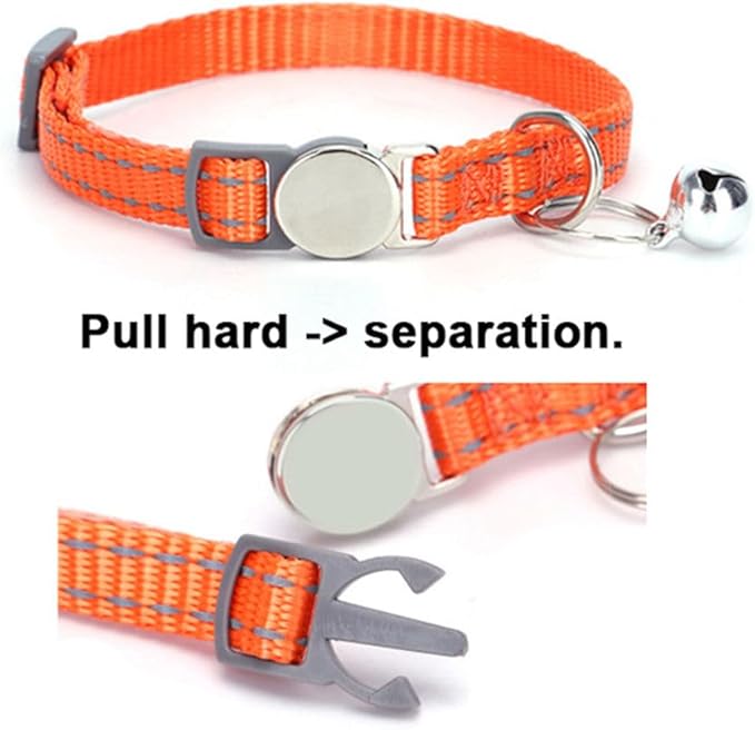 Breakaway Small Dog Collar with Bell, Reflective Soft Nylon Break Away Snap Cat Collar with Bells for Xs Tiny Puppy Dogs, Neck 7-11 Inch, Blue