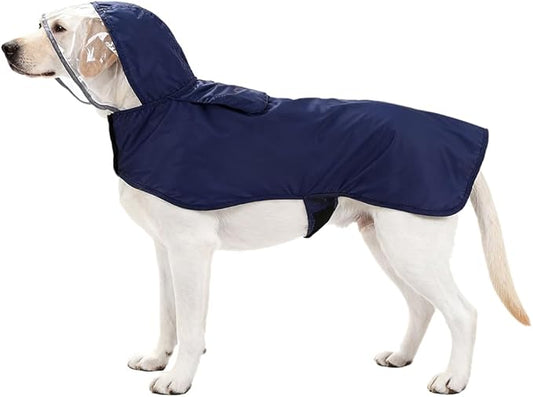 Pet Raincoat Packable Hooded Dog Rain Jacket Reflective Strips Lightweight Adjustable Poncho for Small Medium Large Dogs Blue XS