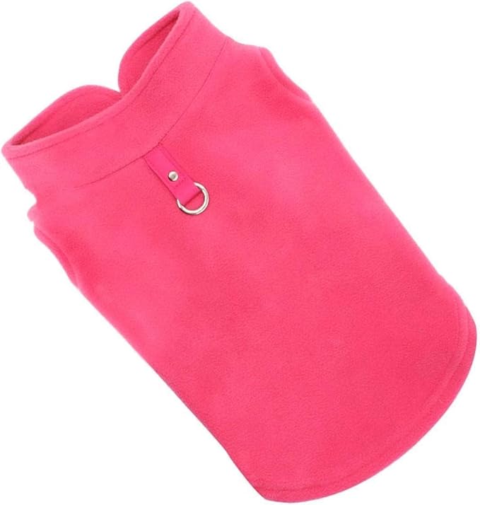 JACKO & CO - Fleece Vest Dog Sweater with Leash Ring - Soft, Warm & Lightweight Pullover Coat for Small & Medium Dogs, Puppies & Cats - Cozy Fall/Winter/Spring Pet Jacket (Pink, Small 4-6lbs)
