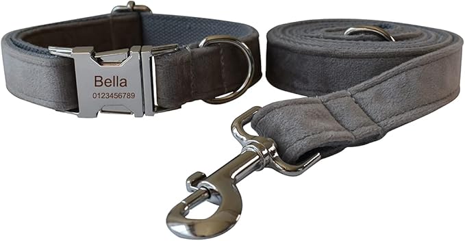 Dog Collar Custom Personalized Engraved Name and Phone Number for Puppy Small Medium Large Pets (S, Grey)