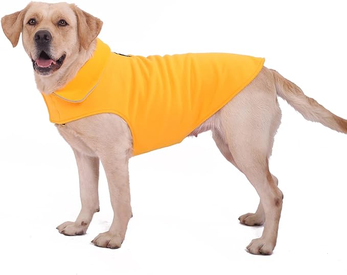 Fleece Dog Coat Pet Jacket Reflective for Cold Weather for Extra Large to Small Pets(Yellow,M)