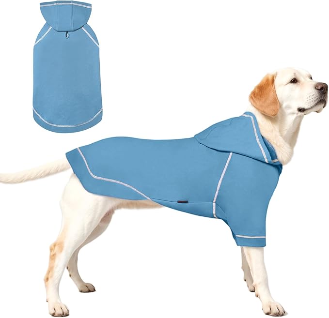 Basic Dog Hoodie Sweatshirts, Pet Clothes Hoodies Sweater with Hat and Leash Hole, Soft Cotton Outfit Coat for Small Medium Large Dogs, Light Blue (Medium)