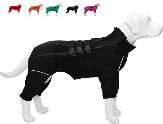 Dogs Waterproof Jacket, Lightweight Waterproof Jacket Reflective Safety Dog Raincoat Windproof Snow-Proof Dog Vest for Corgis Dachshund Small Medium Large Dogs Black D-M