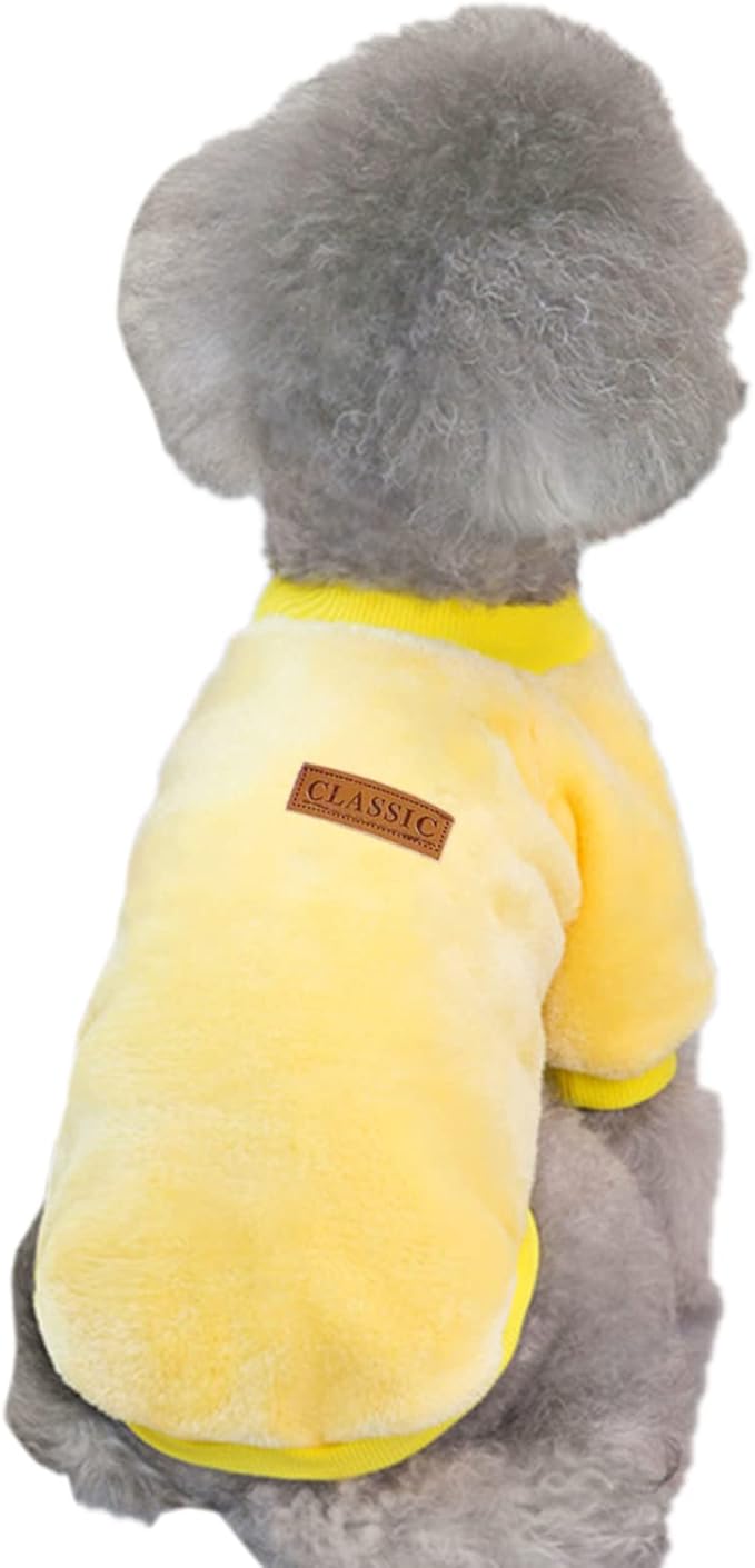 Jecikelon Pet Dog Clothes Dog Sweater Soft Thickening Warm Pup Dogs Shirt Winter Puppy Sweater for Dogs (Z01-Yellow, Large)