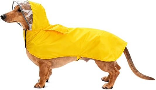 Pet Raincoat Packable Hooded Dog Rain Jacket Reflective Strips Lightweight Adjustable Poncho for Small Medium Large Dogs Yellow L