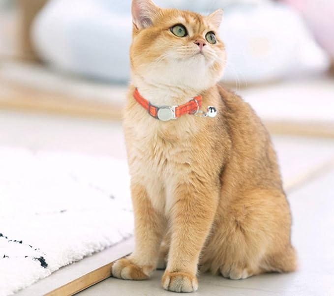 Red Cat Collar with Bell & Breakaway, Reflective Kitten Collar with Bells, Soft Nylon Break Away Dog Collar for Xs Small Tiny Puppy, Neck 7-11 Inch