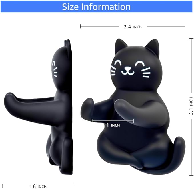 Cat Holder Shaver Organizer, Black Cat Bathroom Decor Razor Holder Wall Mount, Valentine's Day Birthday Gifts for Women Boyfriend Girlfriend, Emotiona Gifts for Wife Husband Dad Mom Cat Lover