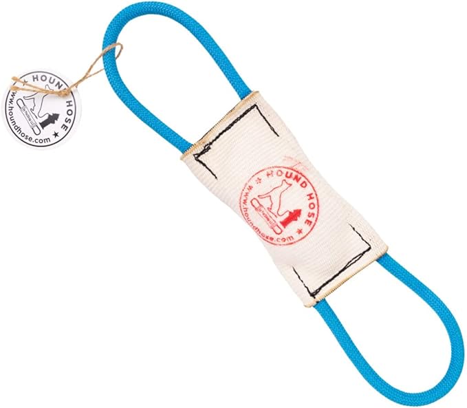 Rock-N-Rescue Hound Hose Firehose Dog Toy - Interactive Training Tug Rope from Durable Recycled Fire Hose. Indoor Outdoor Fetch Toy, Medium with Rescue Rope Handles