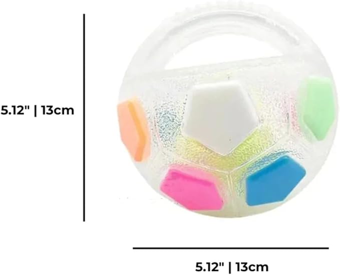 The Mellow Dog Calming Ball with Handle for Dogs, Mellow Dog Calming Ball, Interactive Football Shape Dog Toy, Tpr Chewable Material, Squeaky, Water Play, Training & Outdoor Games (White+Black-A)