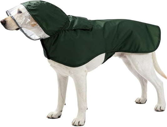 Pet Raincoat Packable Hooded Dog Rain Jacket Reflective Strips Lightweight Adjustable Poncho for Small Medium Large Dogs Army Green XXXL