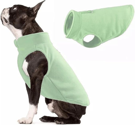 JACKO & CO - Fleece Vest Dog Sweater with Leash Ring - Soft, Warm & Lightweight Pullover Coat for Small & Medium Dogs, Puppies & Cats - Cozy Fall/Winter/Spring Pet Jacket (Mint Green, Medium 6-10lbs)