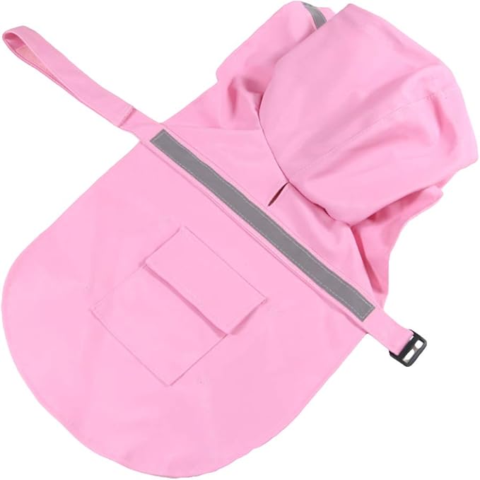 NACOCO Large Dog Raincoat Adjustable Pet Water Proof Clothes Lightweight Rain Jacket Poncho Hoodies with Strip Reflective (XL, Pink)