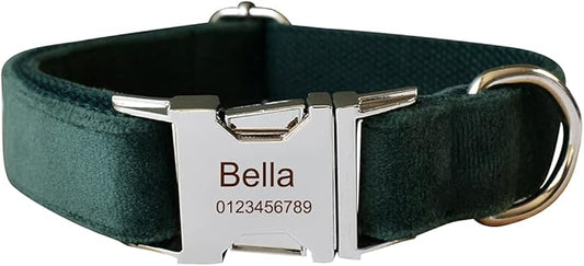 Dog Collar Custom Personalized Engraved Name and Phone Number for Puppy Small Medium Large Pets (XL, Green)