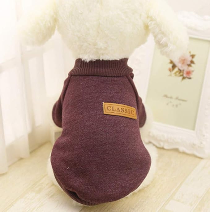 Idepet Pet Dog Classic Knitwear Sweater Fleece Dog Coat Soft Thickening Warm Pup Dogs Shirt Winter Pet Dog Cat Clothes Puppy Customes Clothing for Small Dogs (XL, Brown)