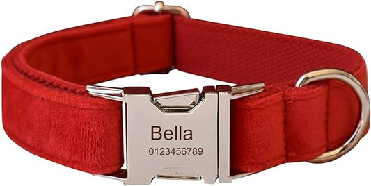 Dog Collar Custom Personalized Engraved Name and Phone Number for Puppy Small Medium Large Pets (S, Red)