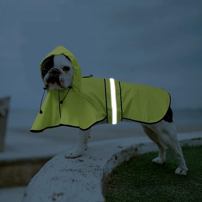 Waterproof Dog Rain Coat - Adjustable Hooded Pet Rain Jacket Raincoat, Reflective Lightweight Dog Slicker Poncho Raincoats (Neon Green, Medium)